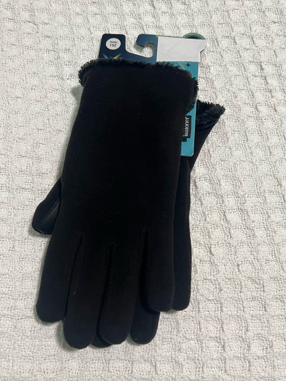 NWT Isotoner Gloves One Size Womens Black SmartDri SmarTouch Touch Screen